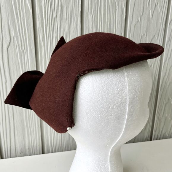 VTG 1950s Brown Wool Felt Cocktail Hat w/ Bow – Union Made USA Mid-Century - Picture 7 of 12